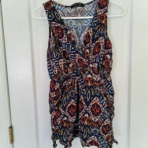 Forever 21 Size Medium Babydoll Top w/ colorful geometric pattern